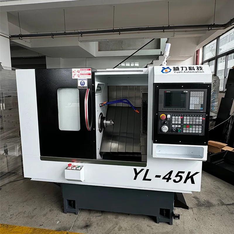 CNC sústruh so šikmým lôžkom so servo revolverovou hlavou a hydraulickým koníkom
